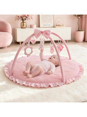 Sweetheart Baby Girl Tummy Time Mat Play Gym with 6 Sensory Toys & Fun Features